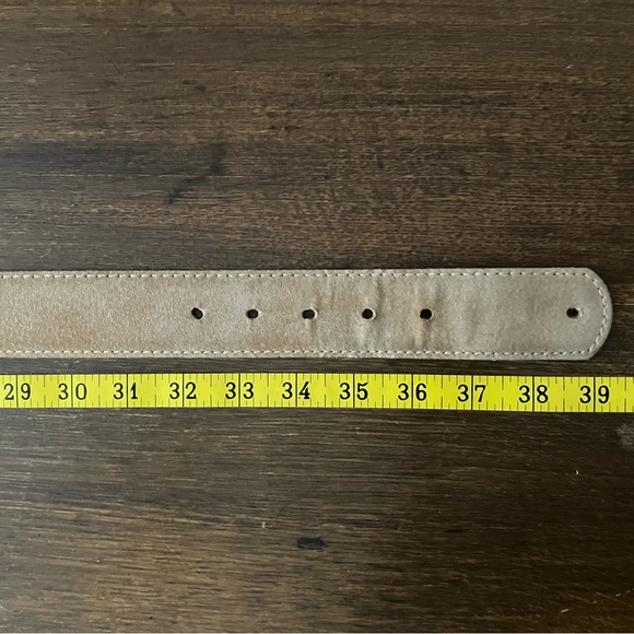 Tan Suede Belt with Gold Buckle - Picture 3 of 4